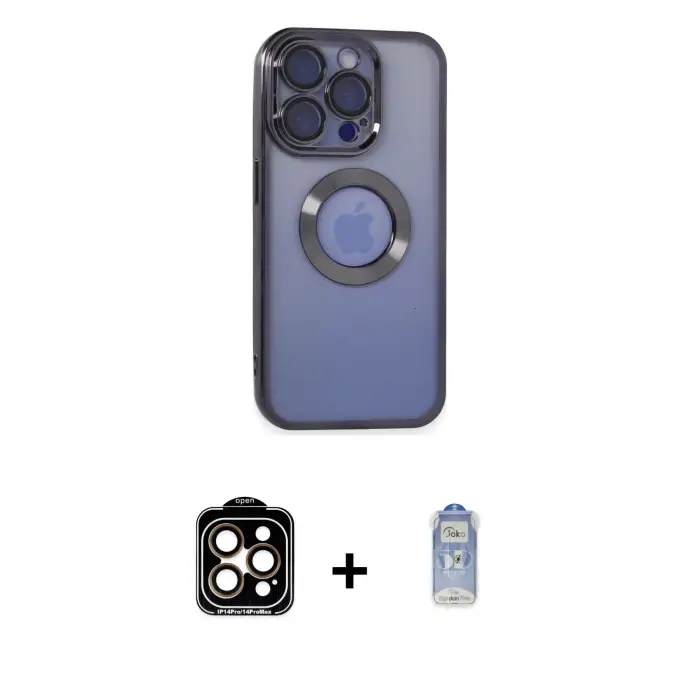 ieg™ iPhone 15 Pro Max Kılıf Pusula Form - Siyah Joko Magic 5D Cam + PVD Metal Kamera Lens - TU