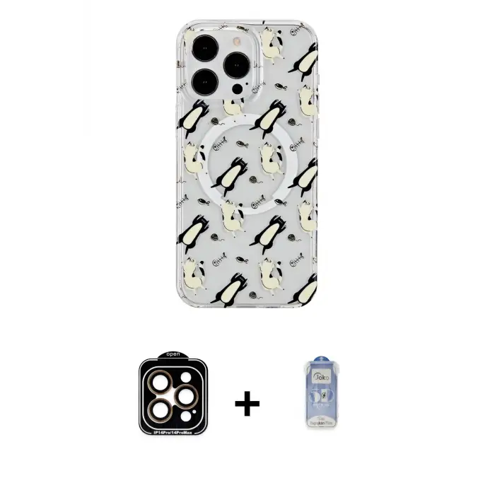 ieg™ iPhone 15 Pro Max Kılıf Pusula Form - Siyah Joko Magic 5D Cam + PVD Metal Kamera Lens - TU