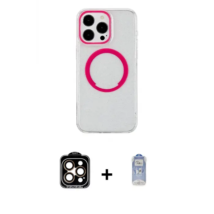 ieg™ iPhone 15 Pro Max Kılıf Pusula Form - Siyah Joko Magic 5D Cam + PVD Metal Kamera Lens - TU