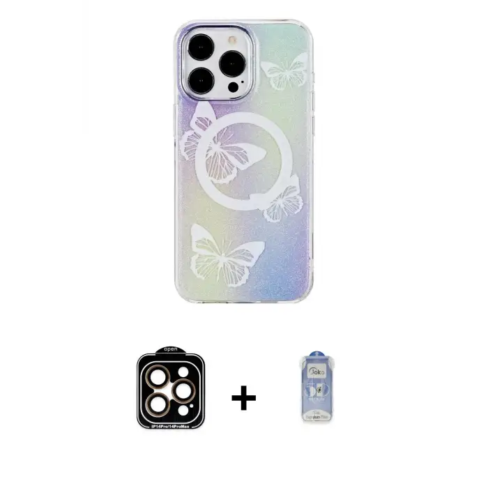 ieg™ iPhone 15 Pro Max Kılıf Pusula Form - Siyah Joko Magic 5D Cam + PVD Metal Kamera Lens - TU