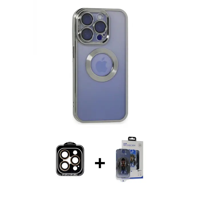 ieg™ iPhone 15 Pro Max Kılıf Pusula Form - Siyah Vanessa Magic Cam + PVD Metal Kamera Lens - TU