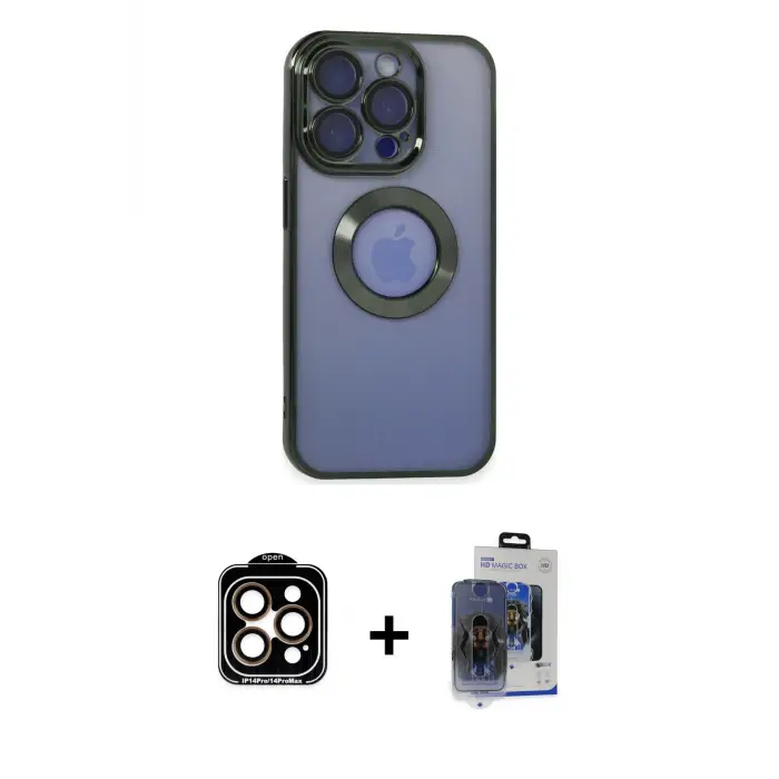 ieg™ iPhone 15 Pro Max Kılıf Pusula Form - Siyah Vanessa Magic Cam + PVD Metal Kamera Lens - TU