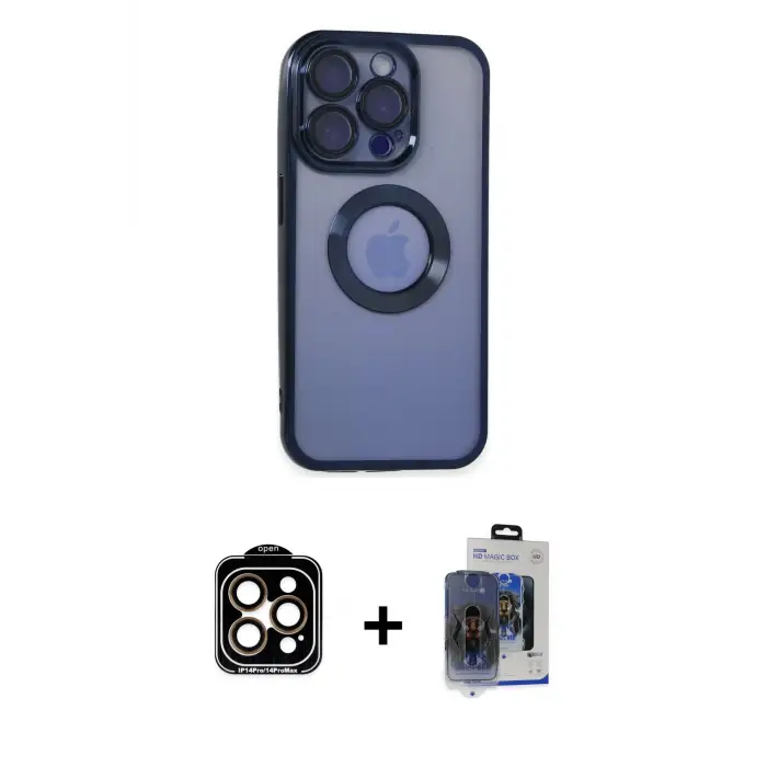 ieg™ iPhone 15 Pro Max Kılıf Pusula Form - Siyah Vanessa Magic Cam + PVD Metal Kamera Lens - TU