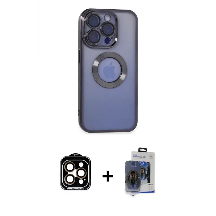 ieg™ iPhone 15 Pro Max Kılıf Pusula Form - Siyah Vanessa Magic Cam + PVD Metal Kamera Lens - TU