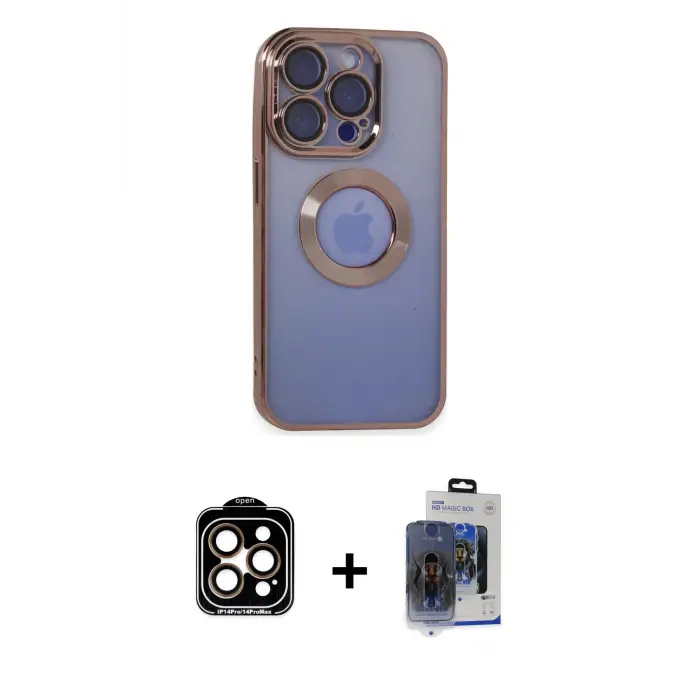 ieg™ iPhone 15 Pro Max Kılıf Pusula Form - Siyah Vanessa Magic Cam + PVD Metal Kamera Lens - TU