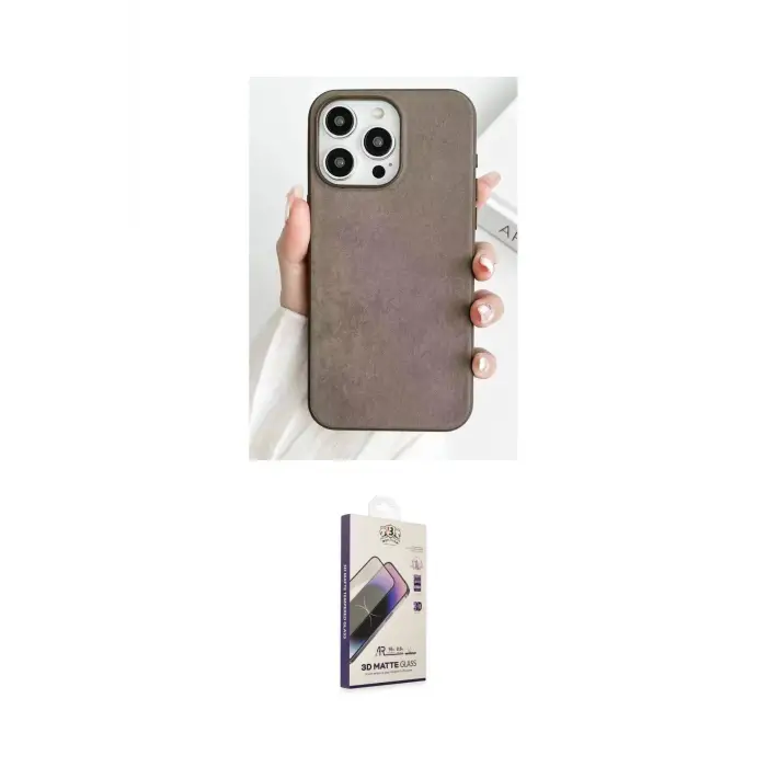ieg™ iPhone 15 Pro Max Kılıf Pusula Modern - Siyah Bilvis 3D Mat Cam Ekran Koruyucu