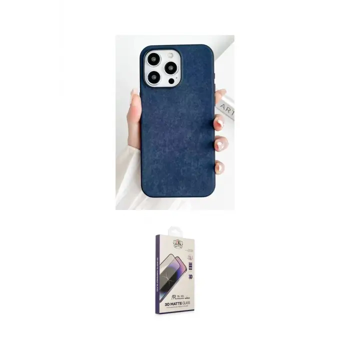 ieg™ iPhone 15 Pro Max Kılıf Pusula Modern - Siyah Bilvis 3D Mat Cam Ekran Koruyucu