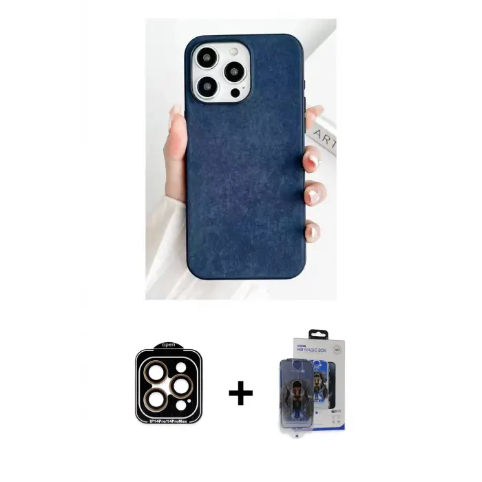 ieg™ iPhone 15 Pro Max Kılıf Pusula Modern - Siyah Vanessa Magic Cam + PVD Metal Kamera Lens - TU