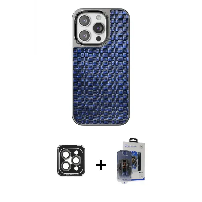ieg™ iPhone 15 Pro Max Kılıf Siluet Form Serisi - Siyah Vanessa Magic Cam + PVD Metal Kamera Lens - GI