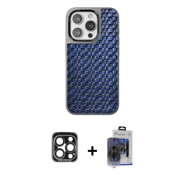 ieg™ iPhone 15 Pro Max Kılıf Siluet Form Serisi - Siyah Vanessa Magic Cam + PVD Metal Kamera Lens - LT