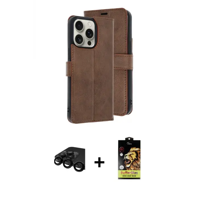 ieg™ iPhone 15 Pro Max Kılıf Siluet Işık Serisi - Siyah Buffer Cam Ekran Koruyucu + Raze Metal Kamera Lens - SH