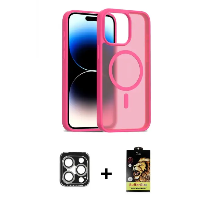 ieg™ iPhone 15 Pro Max Kılıf Siluet Minimal Prime - Siyah Buffer Cam Ekran Koruyucu + PVD Metal Kamera Lens - GS
