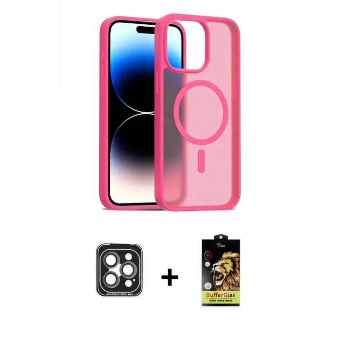 ieg™ iPhone 15 Pro Max Kılıf Siluet Minimal Prime - Siyah Buffer Cam Ekran Koruyucu + PVD Metal Kamera Lens - GI