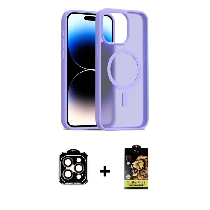 ieg™ iPhone 15 Pro Max Kılıf Siluet Minimal Prime - Siyah Buffer Cam Ekran Koruyucu + PVD Metal Kamera Lens - TU