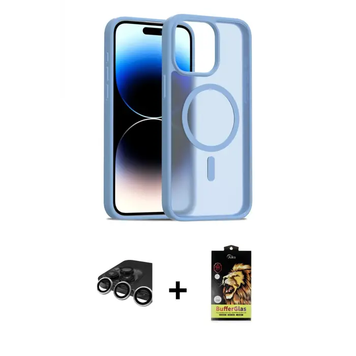 ieg™ iPhone 15 Pro Max Kılıf Siluet Minimal Prime - Siyah Buffer Cam Ekran Koruyucu + Raze Metal Kamera Lens - GS
