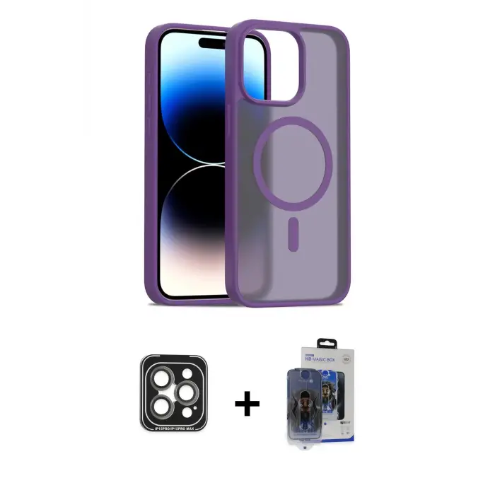ieg™ iPhone 15 Pro Max Kılıf Siluet Minimal Prime - Siyah Vanessa Magic Cam + PVD Metal Kamera Lens - GI