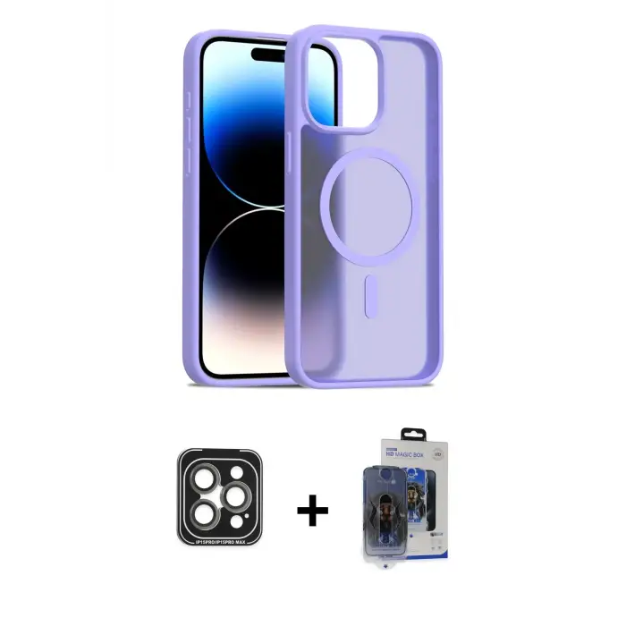 ieg™ iPhone 15 Pro Max Kılıf Siluet Minimal Prime - Siyah Vanessa Magic Cam + PVD Metal Kamera Lens - GI