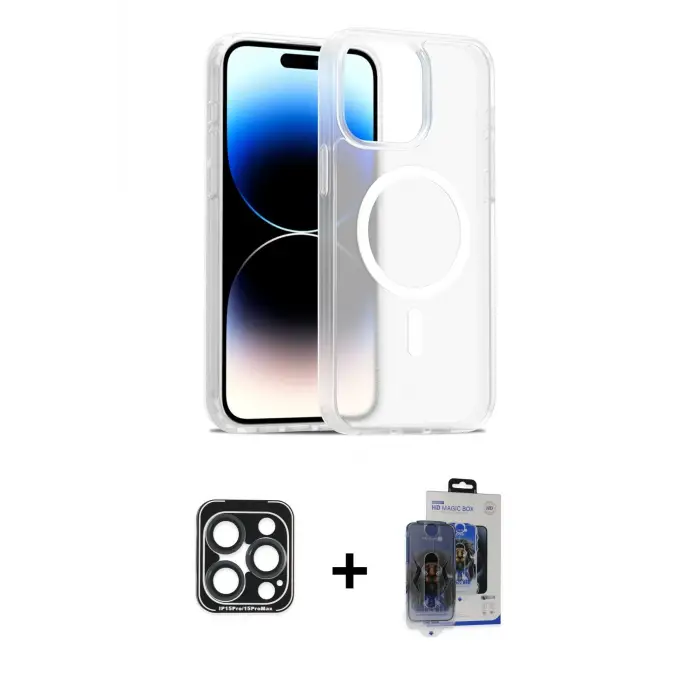 ieg™ iPhone 15 Pro Max Kılıf Siluet Minimal Prime - Siyah Vanessa Magic Cam + PVD Metal Kamera Lens - LT