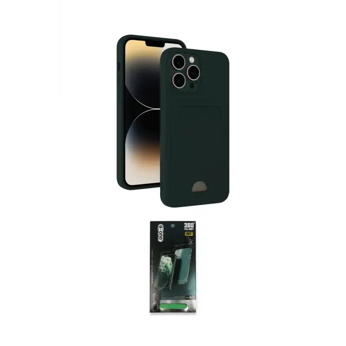 ieg™ iPhone 15 Pro Max Kılıf Vadi Çizgi Prime - Şeffaf 360 Full Body Arka Koruyucu