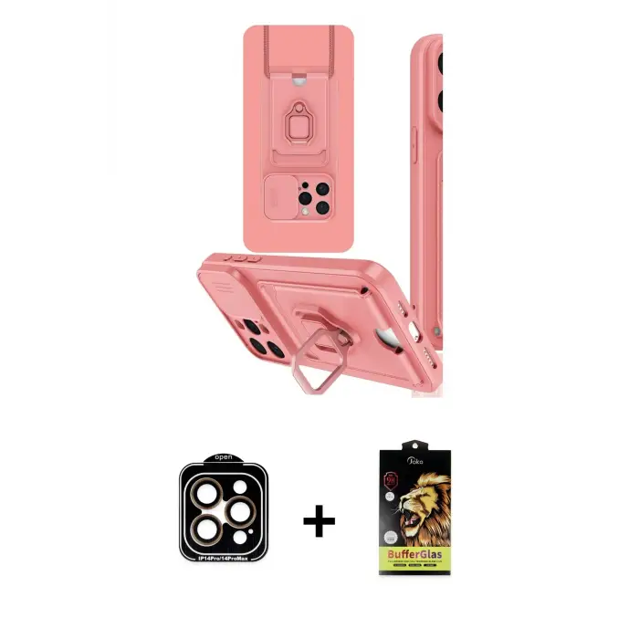 ieg™ iPhone 15 Pro Max Kılıf Vadi Form Prime - Siyah Buffer Cam Ekran Koruyucu + PVD Metal Kamera Lens - TU