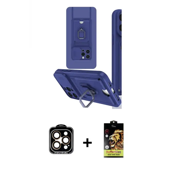 ieg™ iPhone 15 Pro Max Kılıf Vadi Form Prime - Siyah Buffer Cam Ekran Koruyucu + PVD Metal Kamera Lens - TU