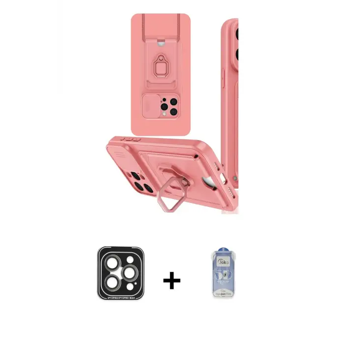 ieg™ iPhone 15 Pro Max Kılıf Vadi Form Prime - Siyah Joko Magic 5D Cam + PVD Metal Kamera Lens - GI