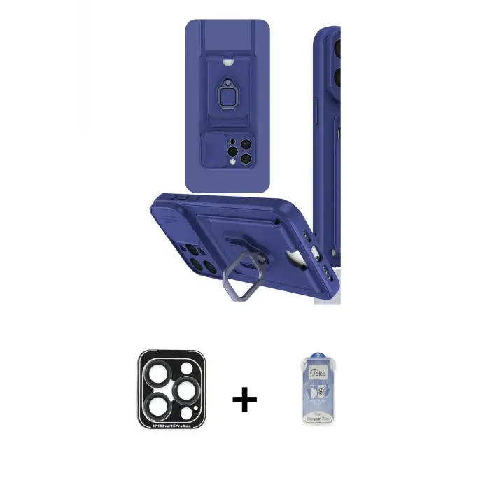 ieg™ iPhone 15 Pro Max Kılıf Vadi Form Prime - Siyah Joko Magic 5D Cam + PVD Metal Kamera Lens - LT