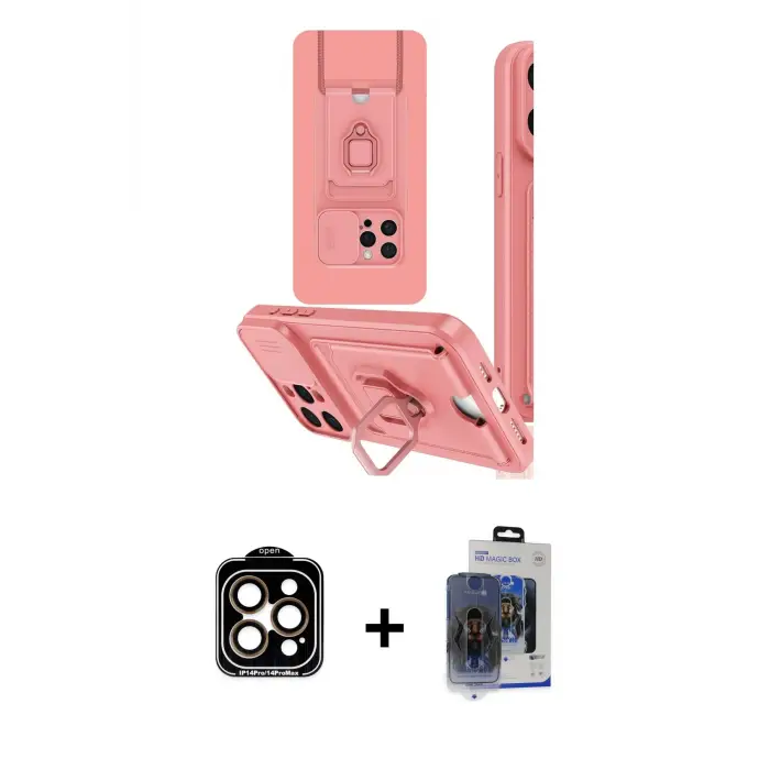 ieg™ iPhone 15 Pro Max Kılıf Vadi Form Prime - Siyah Vanessa Magic Cam + PVD Metal Kamera Lens - TU