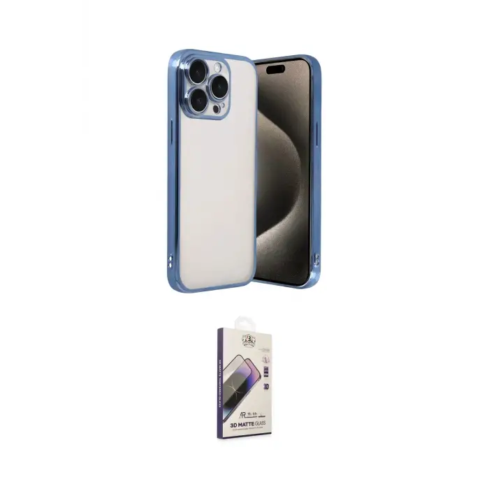 ieg™ iPhone 15 Pro Max Kılıf Vadi Minimal - Siyah Bilvis 3D Mat Cam Ekran Koruyucu