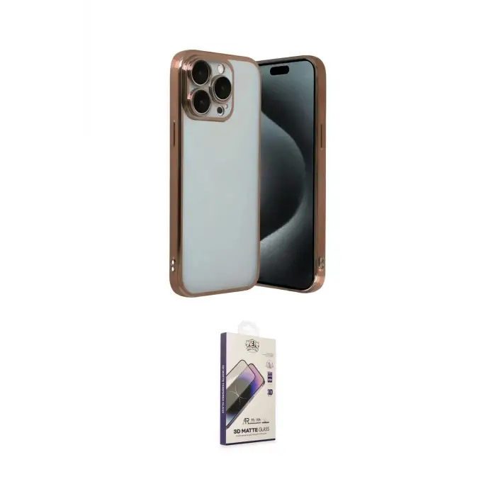 ieg™ iPhone 15 Pro Max Kılıf Vadi Minimal - Siyah Bilvis 3D Mat Cam Ekran Koruyucu