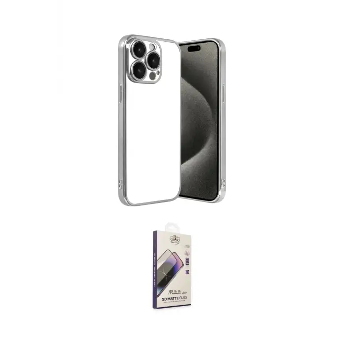 ieg™ iPhone 15 Pro Max Kılıf Vadi Minimal - Siyah Bilvis 3D Mat Cam Ekran Koruyucu