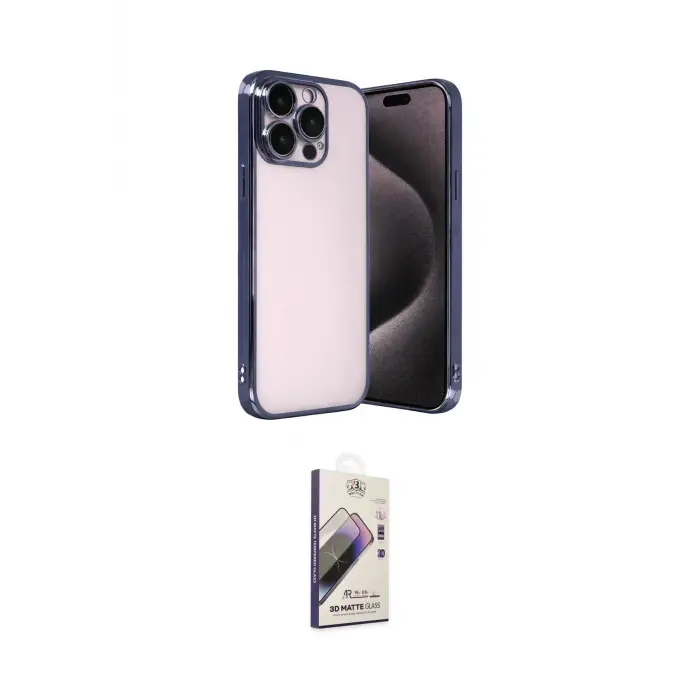 ieg™ iPhone 15 Pro Max Kılıf Vadi Minimal - Siyah Bilvis 3D Mat Cam Ekran Koruyucu