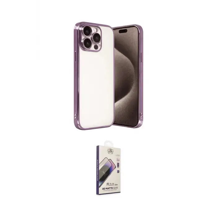 ieg™ iPhone 15 Pro Max Kılıf Vadi Minimal - Siyah Bilvis 3D Mat Cam Ekran Koruyucu