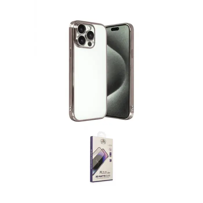 ieg™ iPhone 15 Pro Max Kılıf Vadi Minimal - Siyah Bilvis 3D Mat Cam Ekran Koruyucu