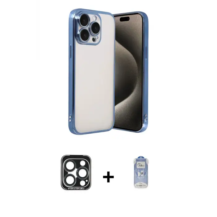 ieg™ iPhone 15 Pro Max Kılıf Vadi Minimal - Siyah Joko Magic 5D Cam + PVD Metal Kamera Lens - LT