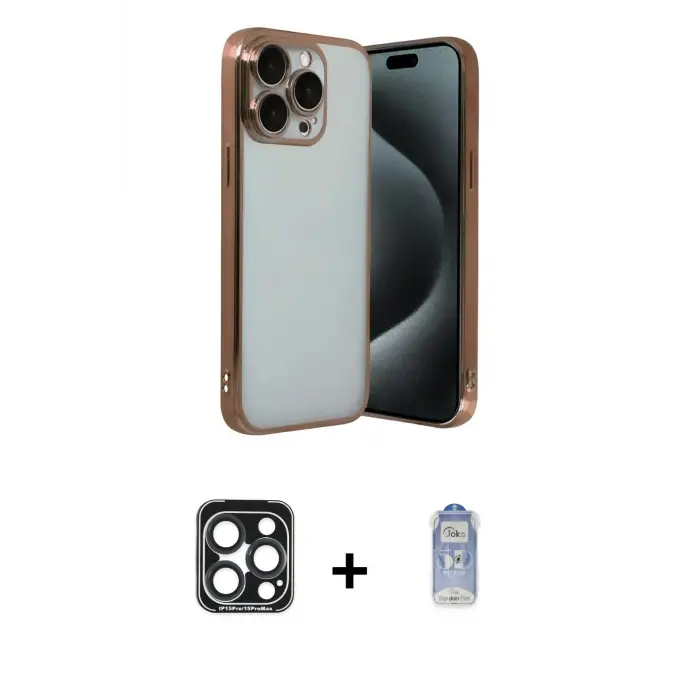 ieg™ iPhone 15 Pro Max Kılıf Vadi Minimal - Siyah Joko Magic 5D Cam + PVD Metal Kamera Lens - LT