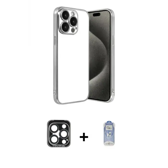 ieg™ iPhone 15 Pro Max Kılıf Vadi Minimal - Siyah Joko Magic 5D Cam + PVD Metal Kamera Lens - LT