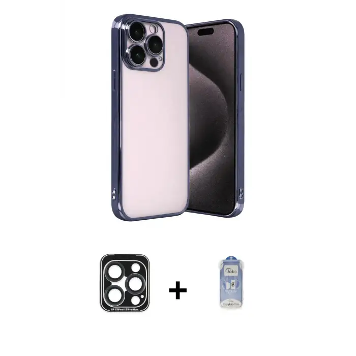 ieg™ iPhone 15 Pro Max Kılıf Vadi Minimal - Siyah Joko Magic 5D Cam + PVD Metal Kamera Lens - LT