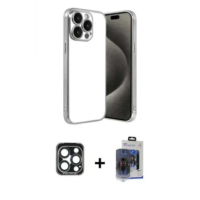 ieg™ iPhone 15 Pro Max Kılıf Vadi Minimal - Siyah Vanessa Magic Cam + PVD Metal Kamera Lens - LT