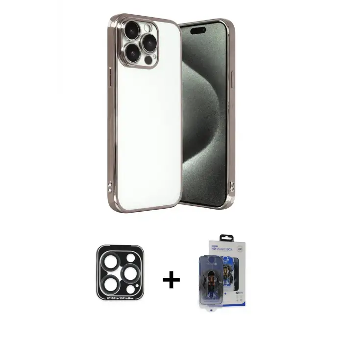 ieg™ iPhone 15 Pro Max Kılıf Vadi Minimal - Siyah Vanessa Magic Cam + PVD Metal Kamera Lens - LT