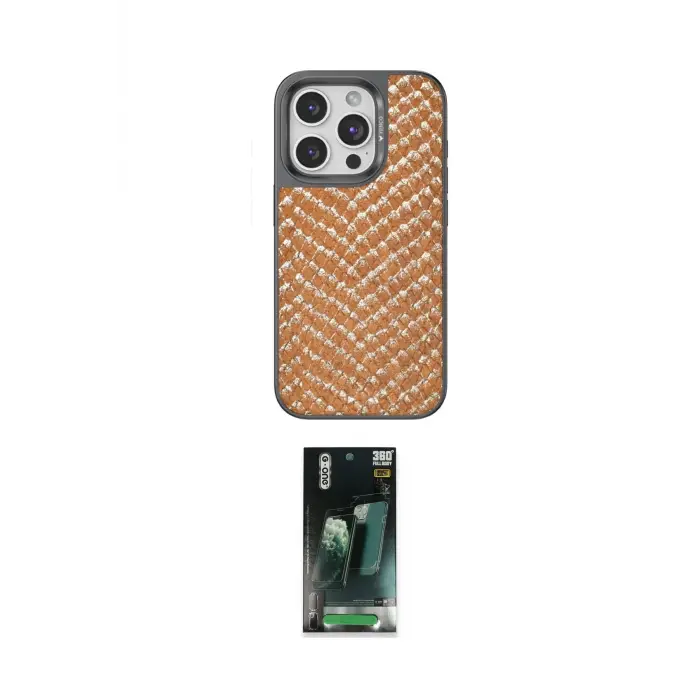 ieg™ iPhone 15 Pro Max Kılıf Vadi Özel Seri - Siyah 360 Mat Full Body Arka Koruyucu