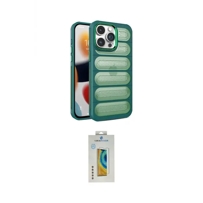 ieg™ iPhone 15 Pro Max Kılıf Yadigar Doku Özel Seri - Siyah Polymer Nano Ekran Koruyucu