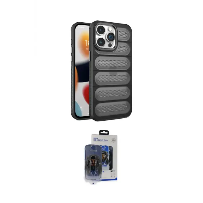ieg™ iPhone 15 Pro Max Kılıf Yadigar Doku Özel Seri - Siyah Vanessa Magic Cam