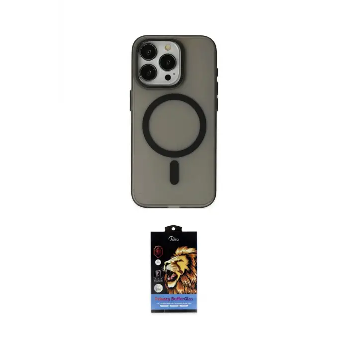 ieg™ iPhone 15 Pro Max Kılıf Yadigar Işık - Siyah Buffer Hayalet Cam Ekran Koruyucu