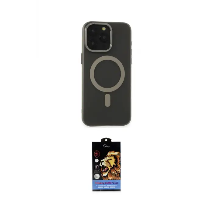 ieg™ iPhone 15 Pro Max Kılıf Yadigar Işık - Siyah Buffer Hayalet Cam Ekran Koruyucu