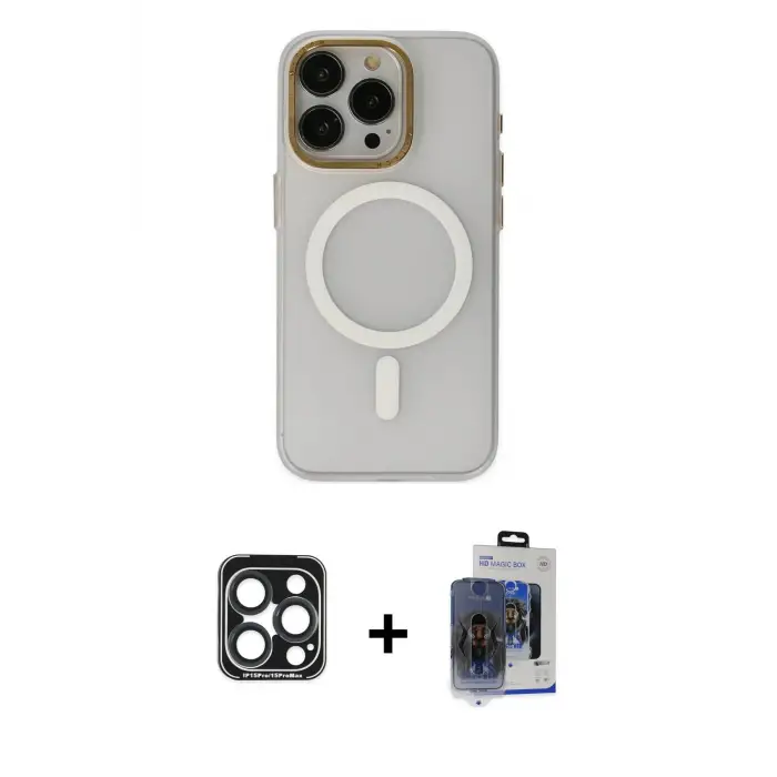 ieg™ iPhone 15 Pro Max Kılıf Yadigar Işık - Siyah Vanessa Magic Cam + PVD Metal Kamera Lens - LT