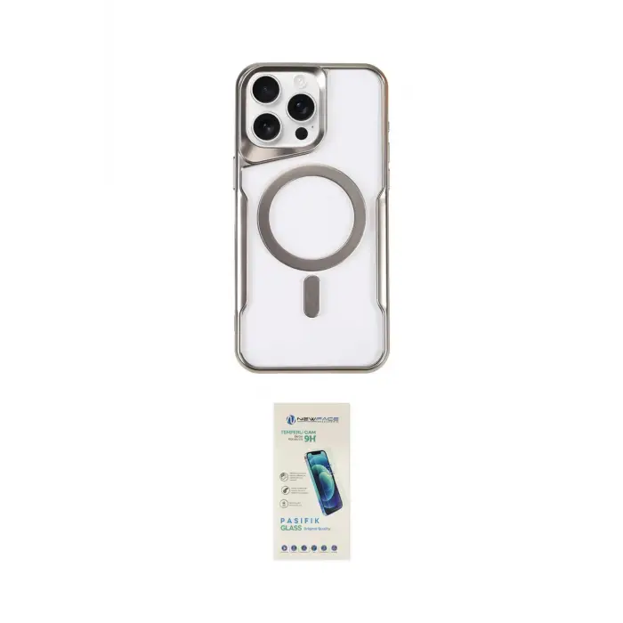ieg™ iPhone 15 Pro Max Kılıf Yadigar Klasik Özel Seri - Şeffaf Pasifik Cam Ekran Koruyucu