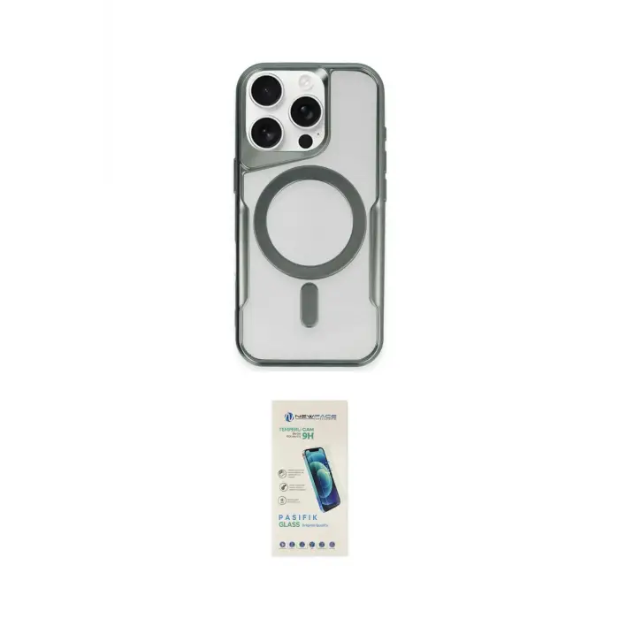 ieg™ iPhone 15 Pro Max Kılıf Yadigar Klasik Özel Seri - Şeffaf Pasifik Cam Ekran Koruyucu