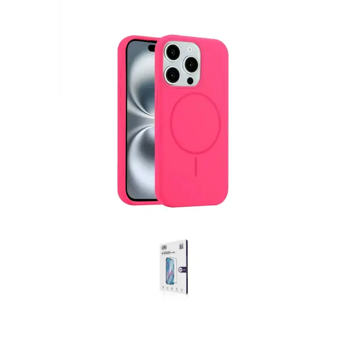 ieg™ iPhone 15 Pro Max Kılıf Yankı Form Serisi - Siyah Bilvis 0.18mm Plus Cam Ekran Koruyucu