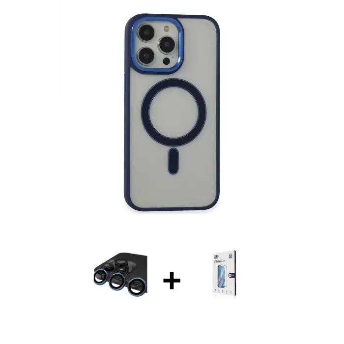 ieg™ iPhone 15 Pro Max Kılıf Yankı Işık Özel Seri - Siyah Bilvis 0.18mm Plus Cam Ekran Koruyucu + Raze Metal Kamera Lens - LT